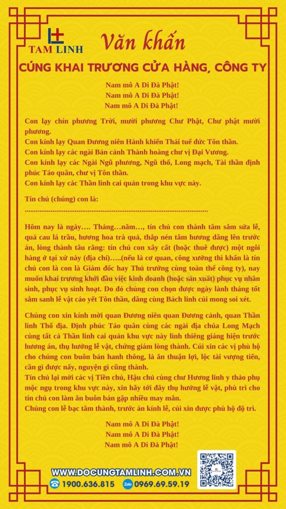 bài khấn khai trương cửa hàng, cúng khai trương công ty