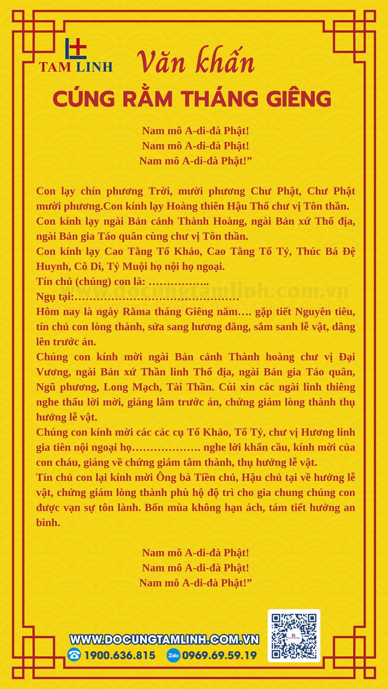 Bài văn khấn rằm tháng Giêng chuẩn nhất