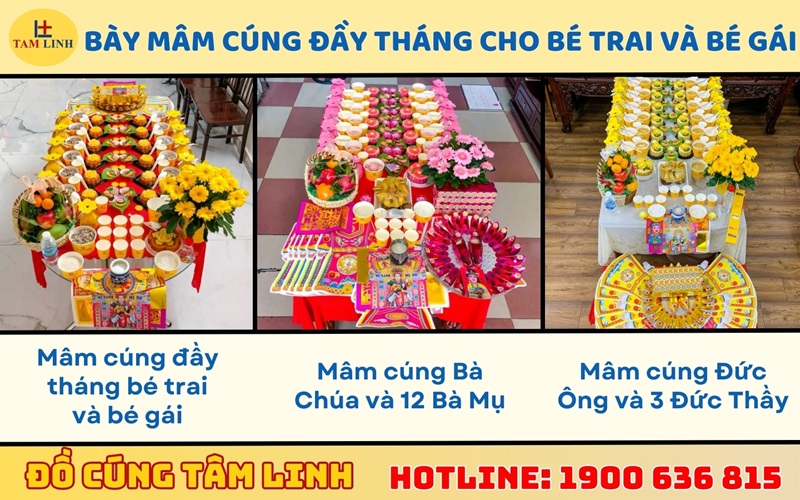 Cách sắm lễ, mâm cúng đầy tháng cho bé trai và bé gái