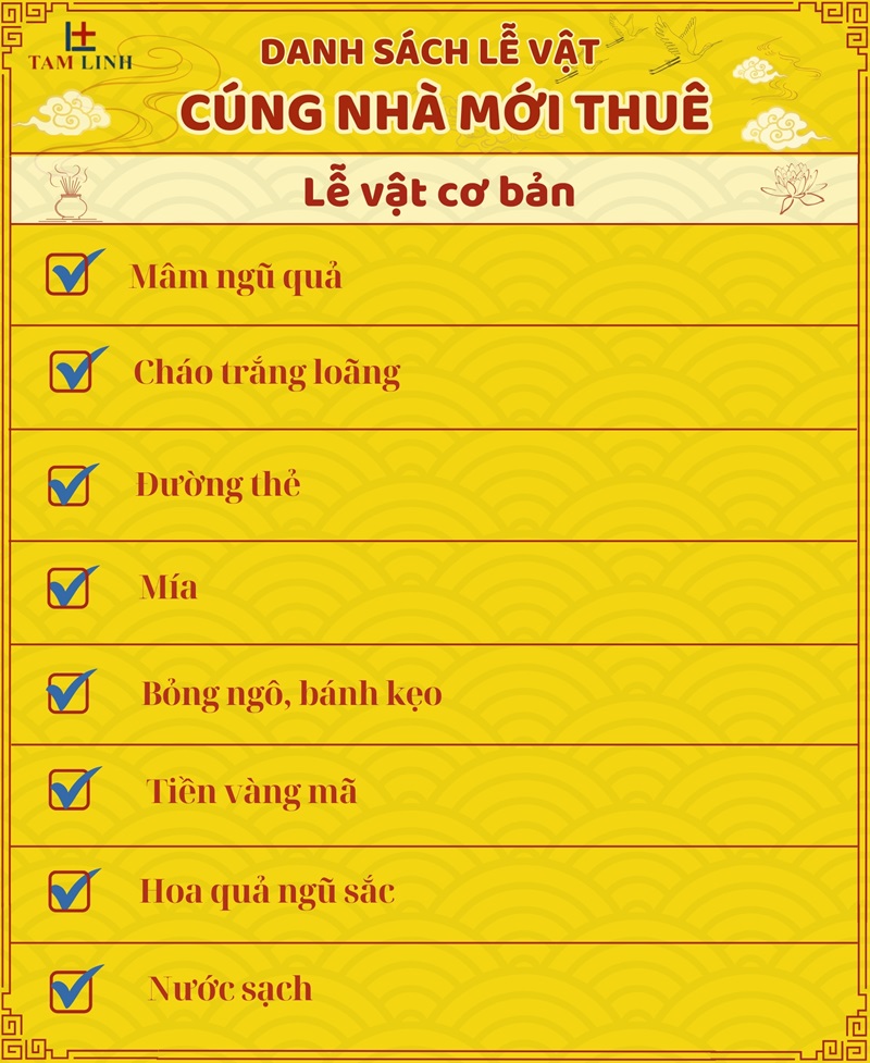 Danh sách mâm cúng về nhà mới thuê