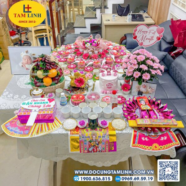 sắp xếp mâm cúng đầy tháng