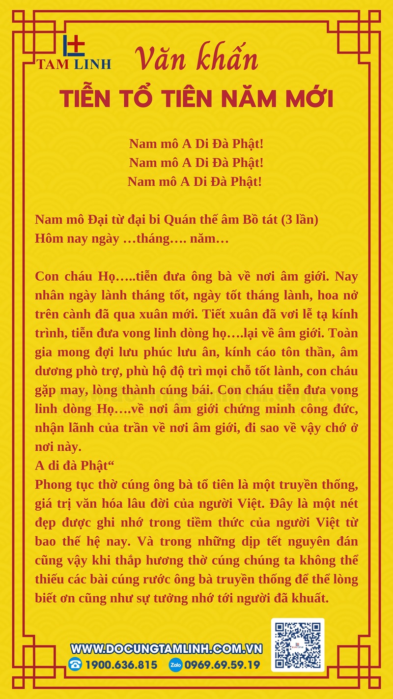 Văn khấn cúng tiễn tổ tiên năm mới