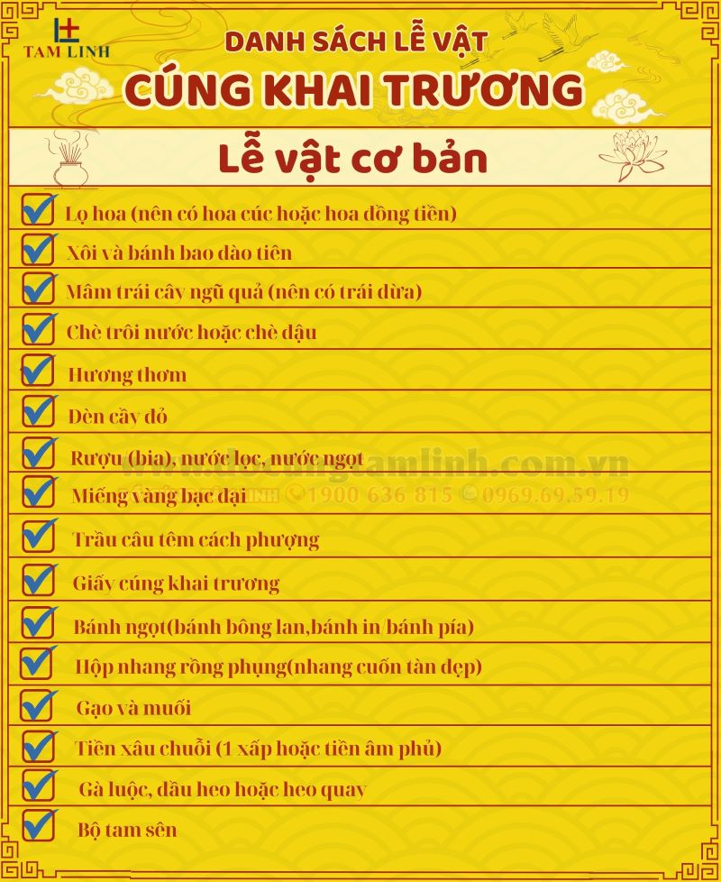danh sách lễ vật cúng khai trương năm mới
