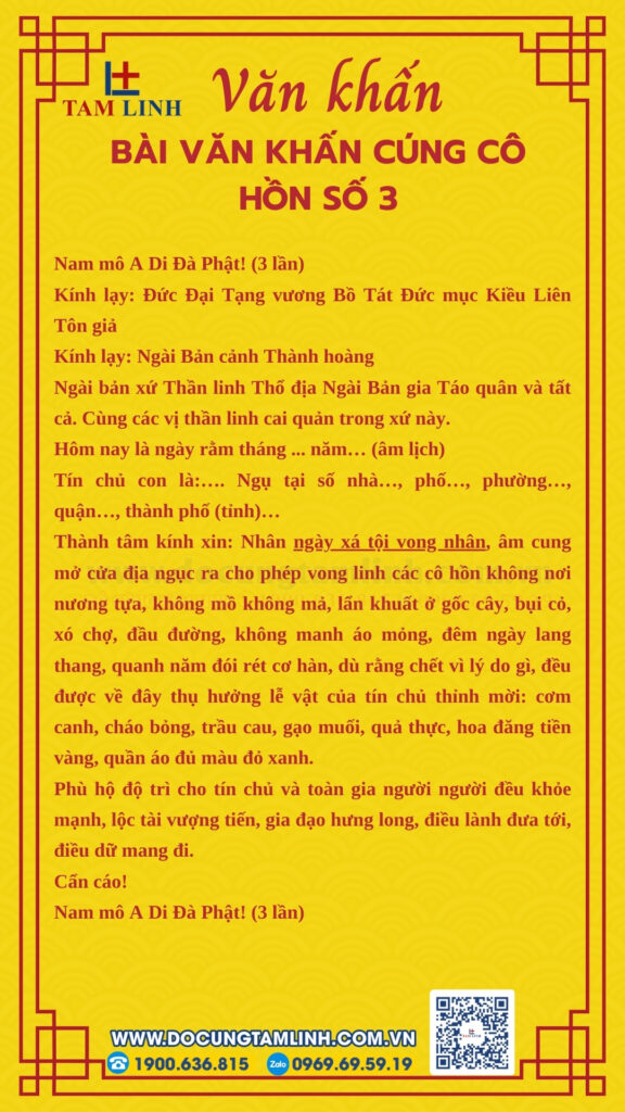 bài cúng cô hồn hàng tháng số 3
