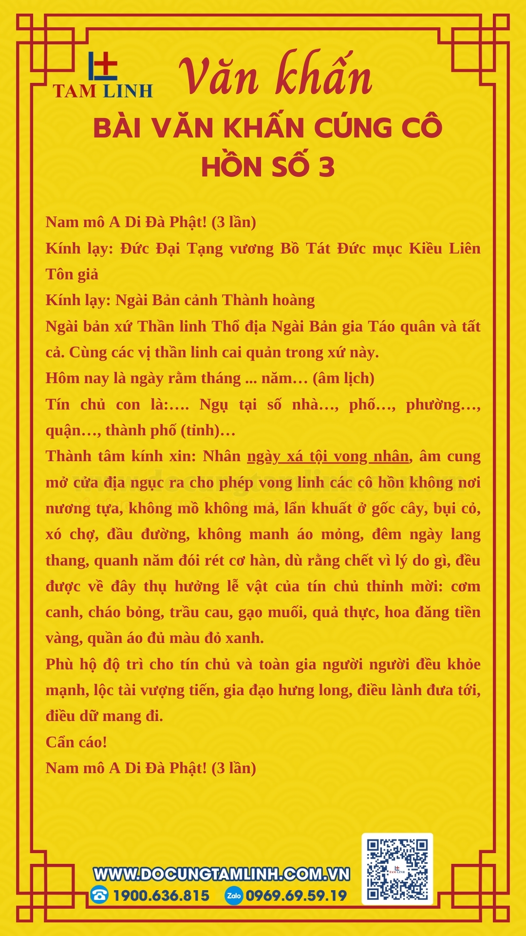 bài cúng cô hồn hàng tháng số 3