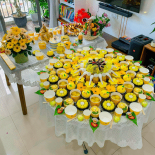 Alternative view of Mâm Cúng Căn Bé Gái Luxury (Tông Vàng) CBG-LUXV