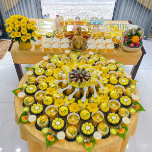 Mâm Cúng Đầy Tháng Bé Gái Luxury (Tông Vàng) DTBG-LUXV