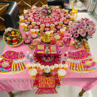 Alternative view of Mâm Cúng Đầy Tháng Bé Gái – Luxury (Tông Hồng)