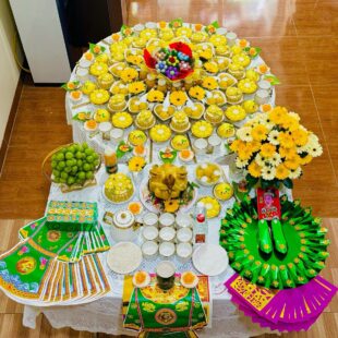 Mâm Cúng Căn Bé Gái Premium (Tông Vàng) CBG-PREV