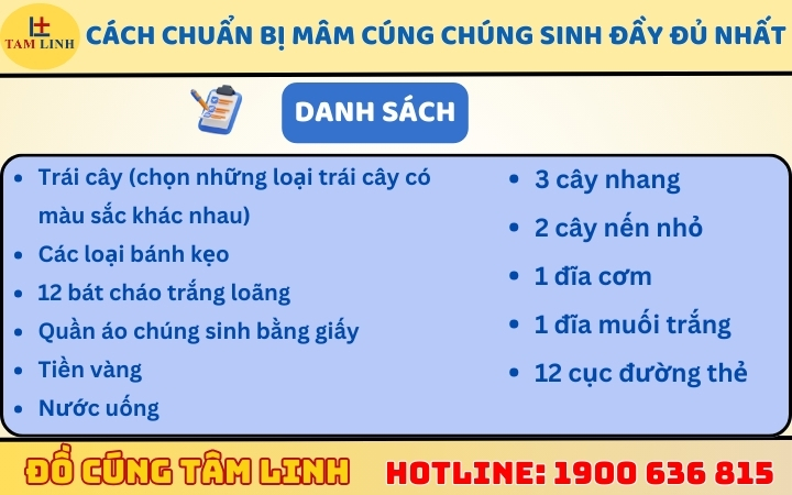 danh sách lễ vật chuẩn bị cho mâm cúng chúng sinh đầy đủ nhất