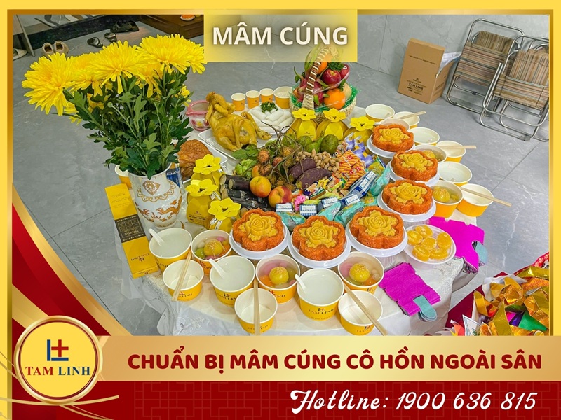 Mâm cúng cô hồn ngoài sân - Danh sách vật phẩm chi tiết
