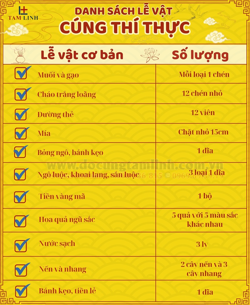 Chuẩn bị lễ vật cúng thí thực đơn giản