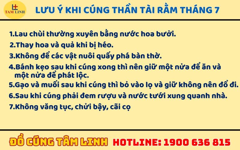 Lưu ý khi cúng thần tài rằm tháng 7