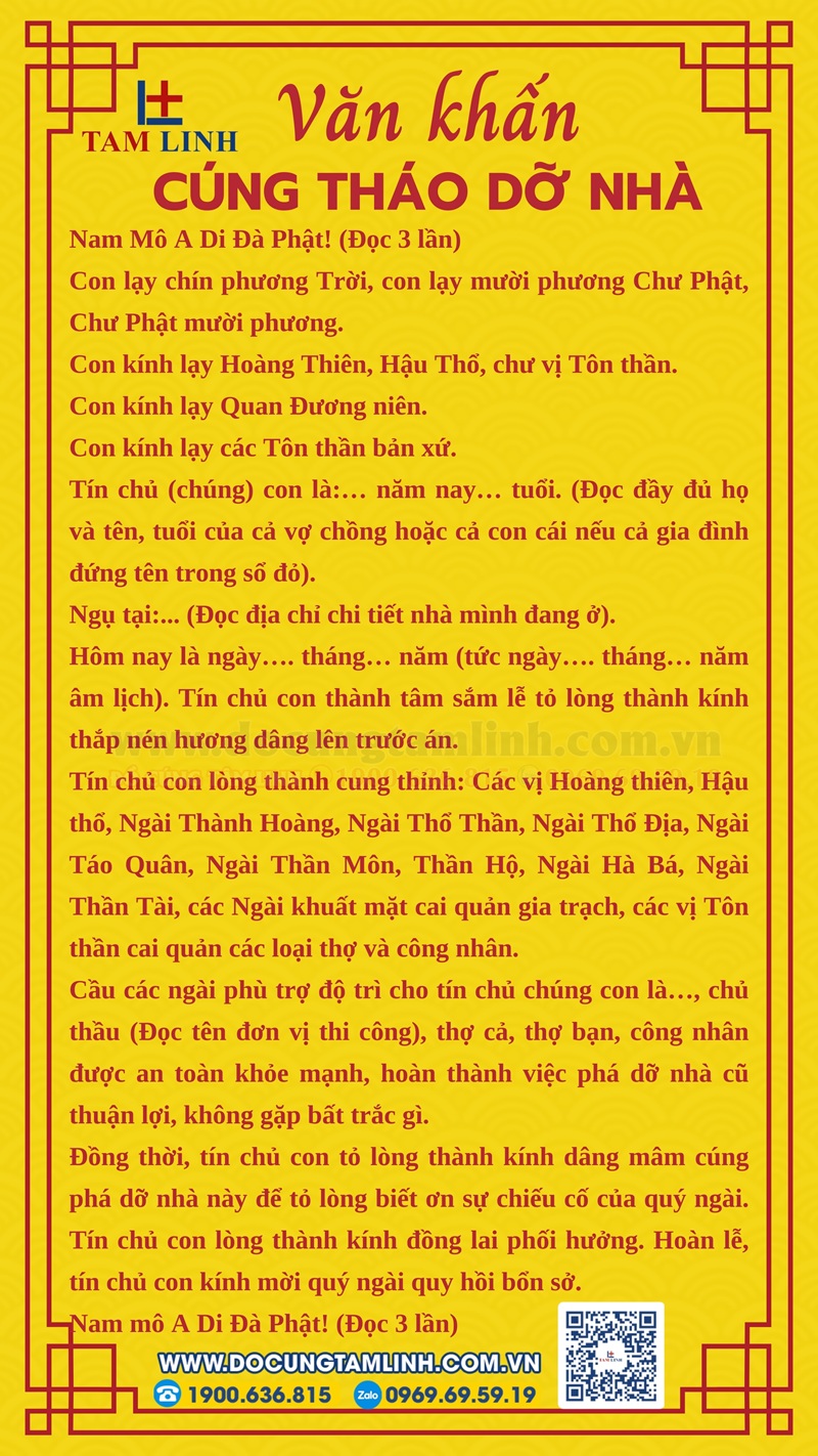 Văn khấn tháo dỡ nhà cũ xây nhà mới