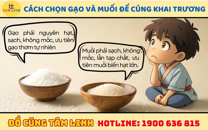 Cách chọn gạo và muối chất lượng để cúng khai trương 
