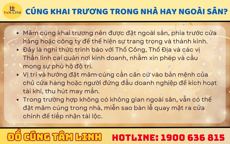Cúng khai trương trong nhà hay ngoài sân?