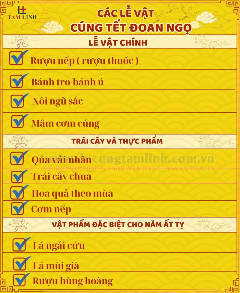 danh sách kễ vật chuẩn bị mâm cúng tết đoan ngọ