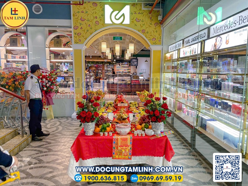 Mâm cúng khai trương cửa hàng sang trọng
