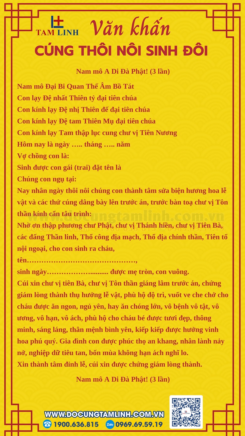 Bài văn khấn cúng thôi nôi cho bé sinh đôi