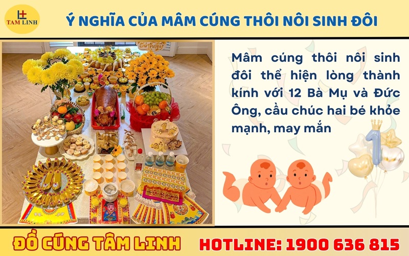 Ý nghĩa của mâm cúng thôi nôi sinh đôi 
