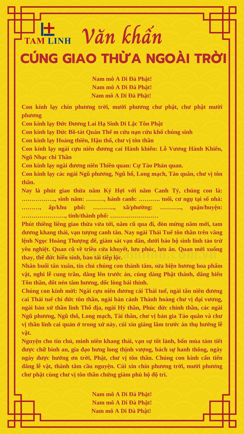Bài cúng giao thừa ngoài trời