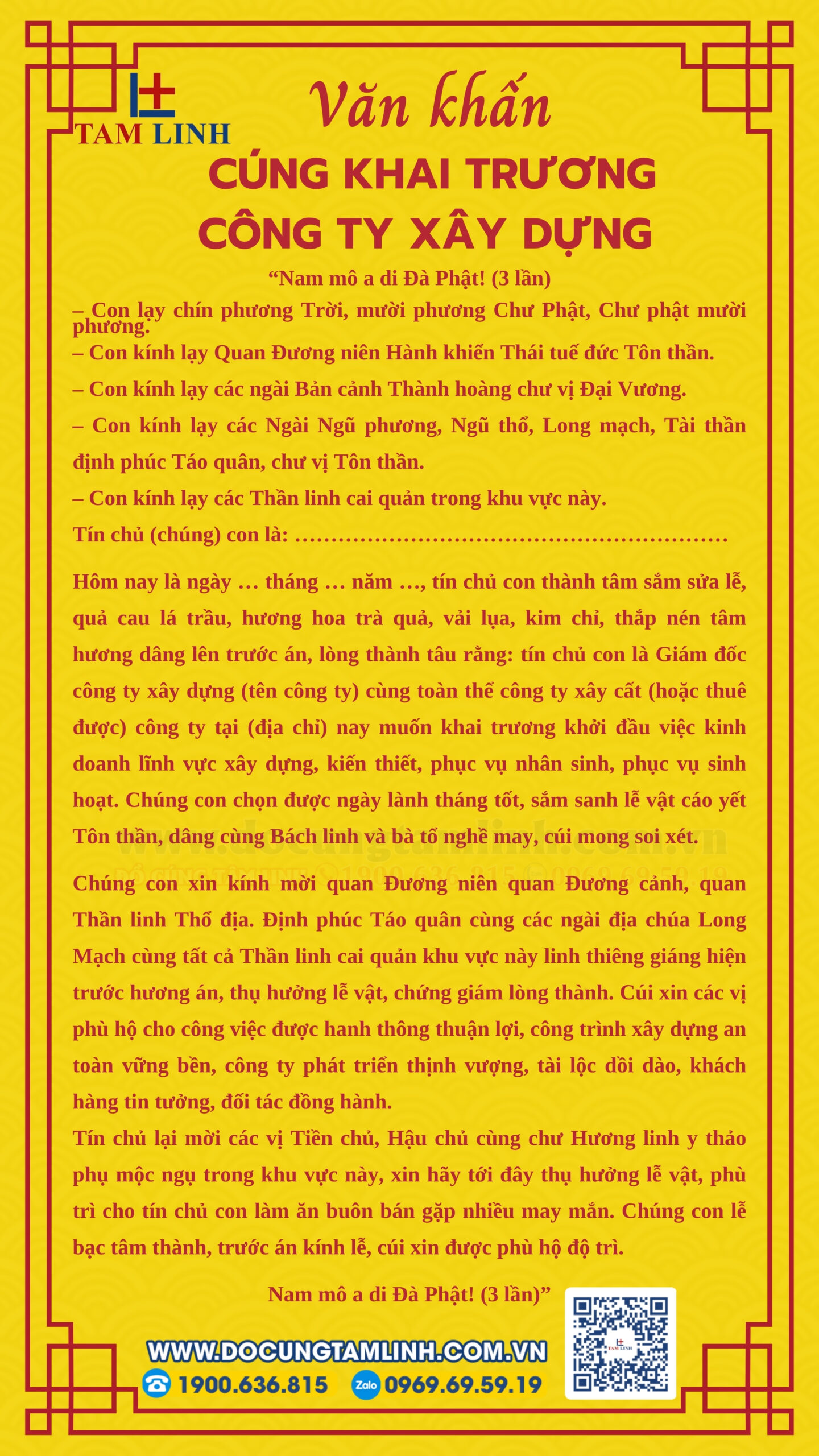 Bài cúng khai trương công ty xây dựng