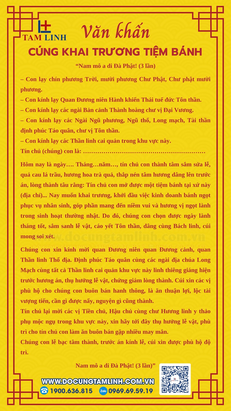 Bài cúng khai trương tiệm bánh