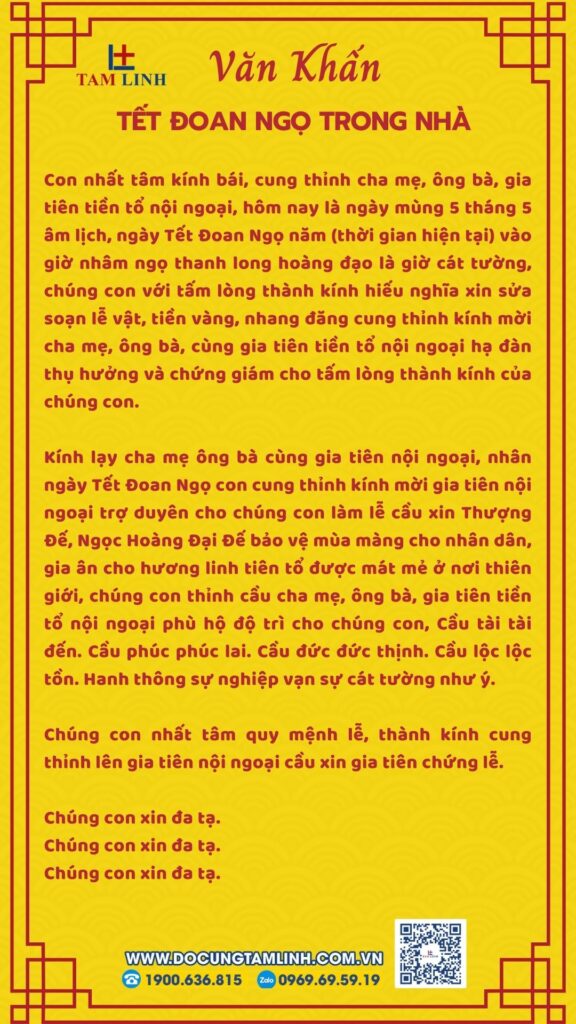 Bài cúng Tết Đoan Ngọ trong nhà