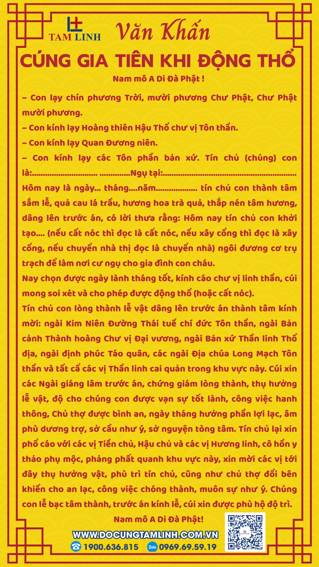 bài khấn cúng gia tiên khi động thổ