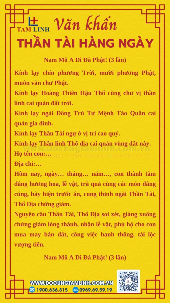 bài khấn cúng thần tài hằng ngày