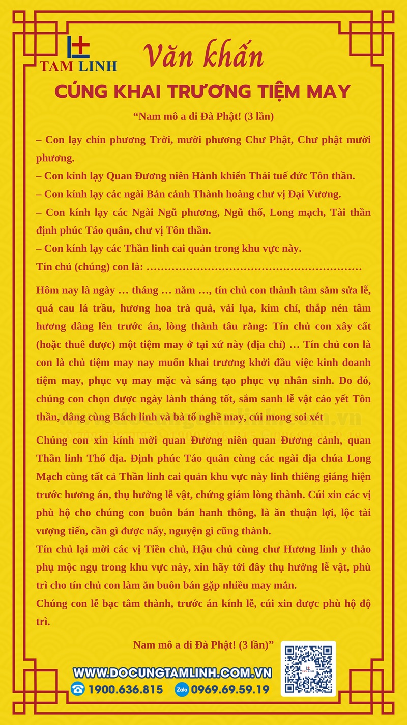 Bài văn cúng khai trương tiệm may