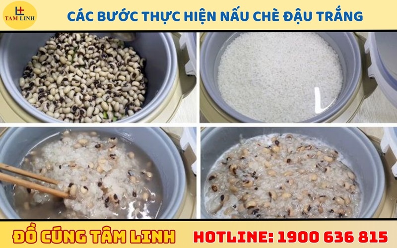 Các bước thực hiện nấu chè đậu trắng