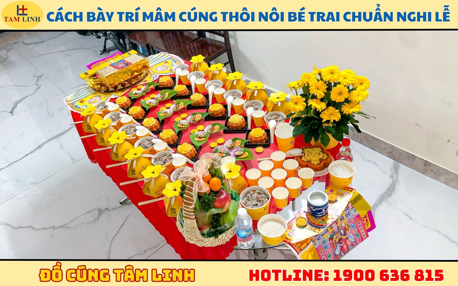 Cách bày trí mâm cúng thôi nôi bé trai chuẩn nghi lễ