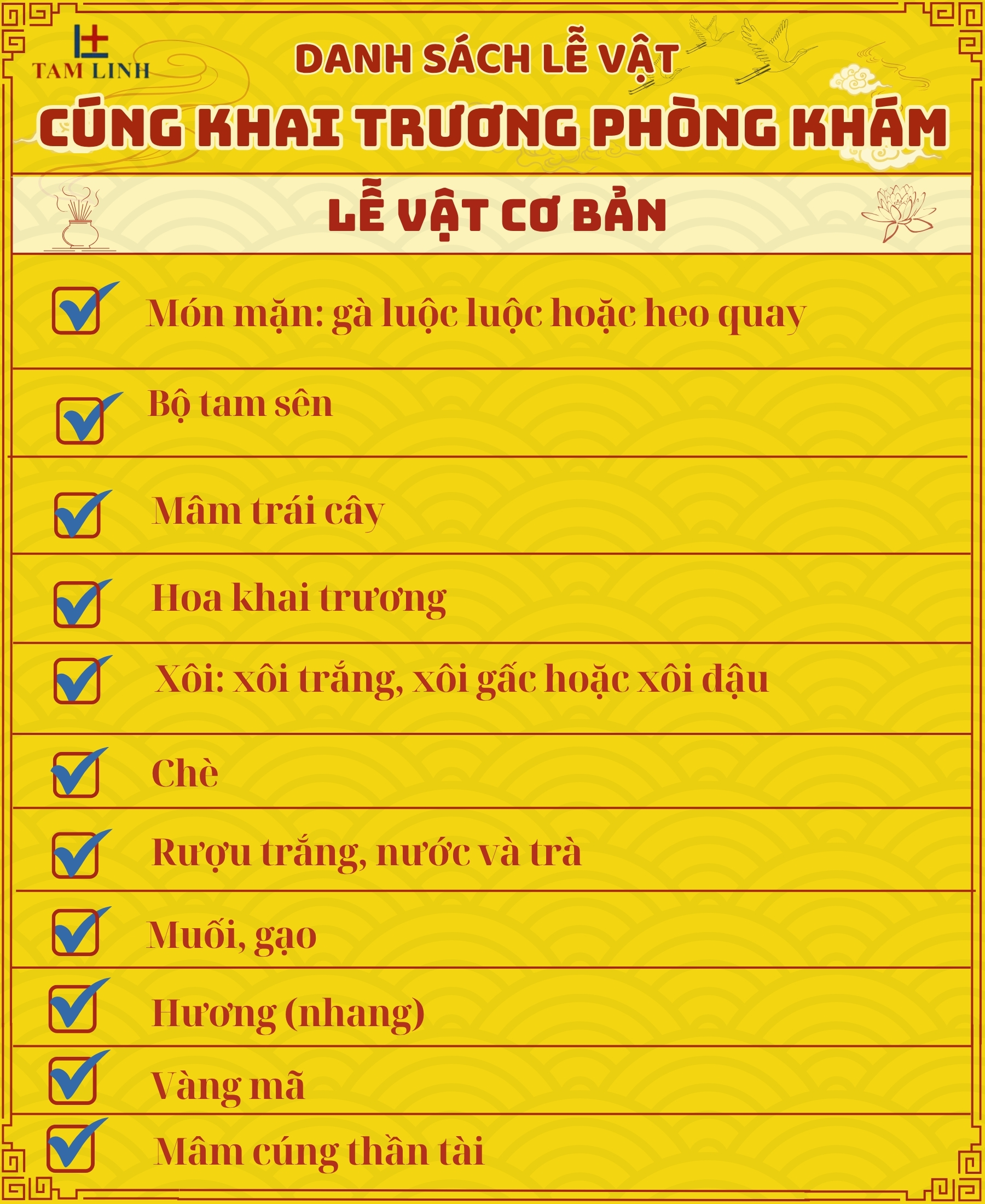 Danh sách lễ vật cúng khai trương phòng khám