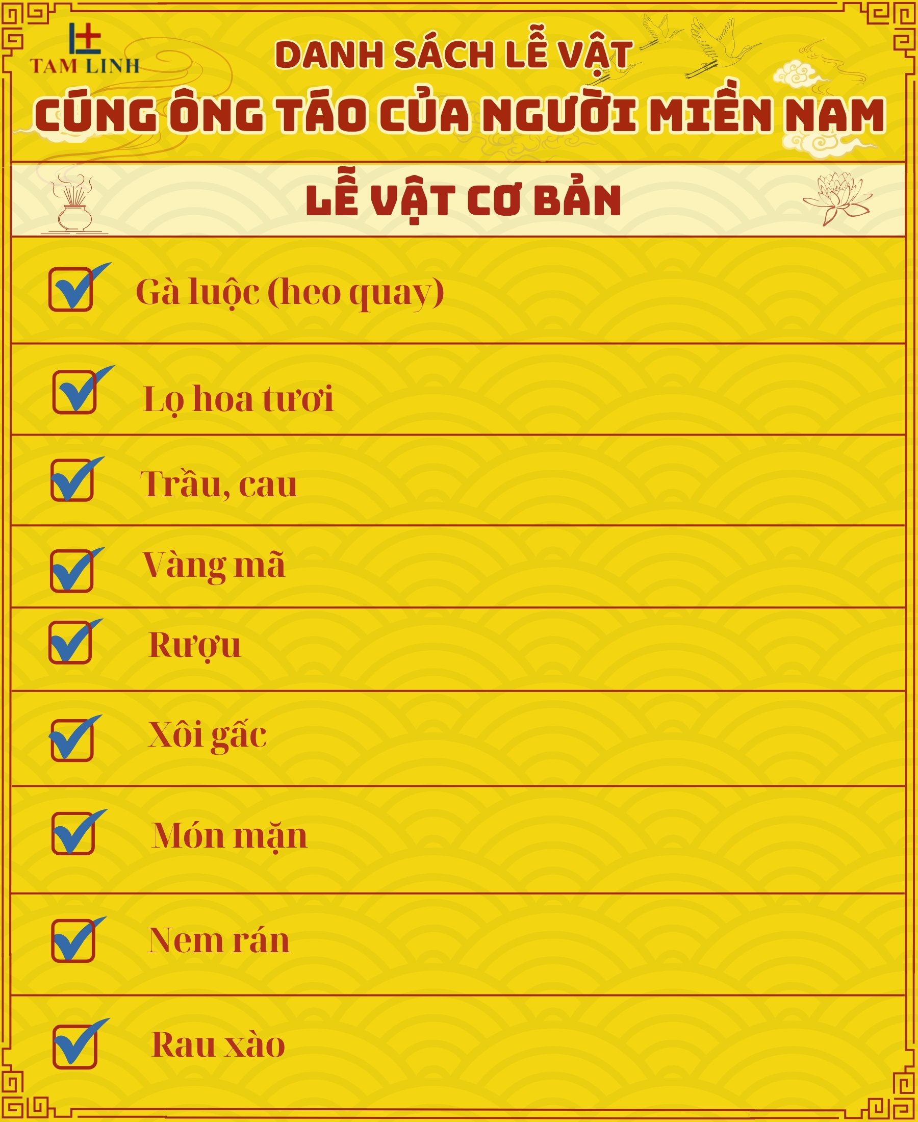 Mâm cúng ông Táo của người miền Nam gồm những gì