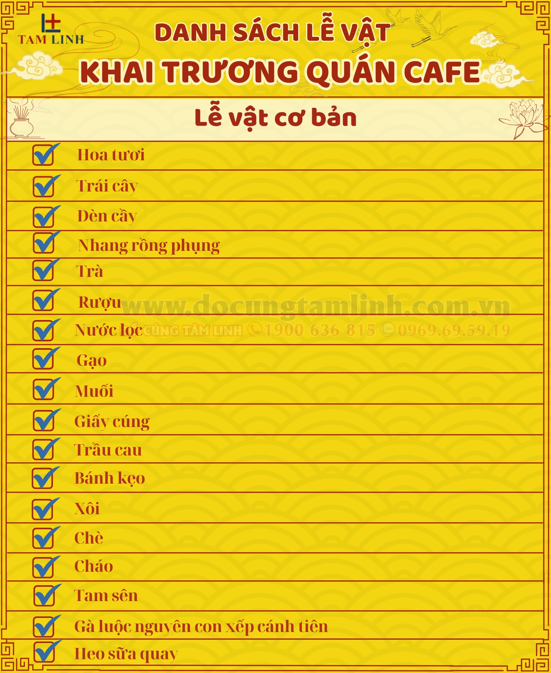 Mâm lễ vật khai trương quán cafe gồm những gì