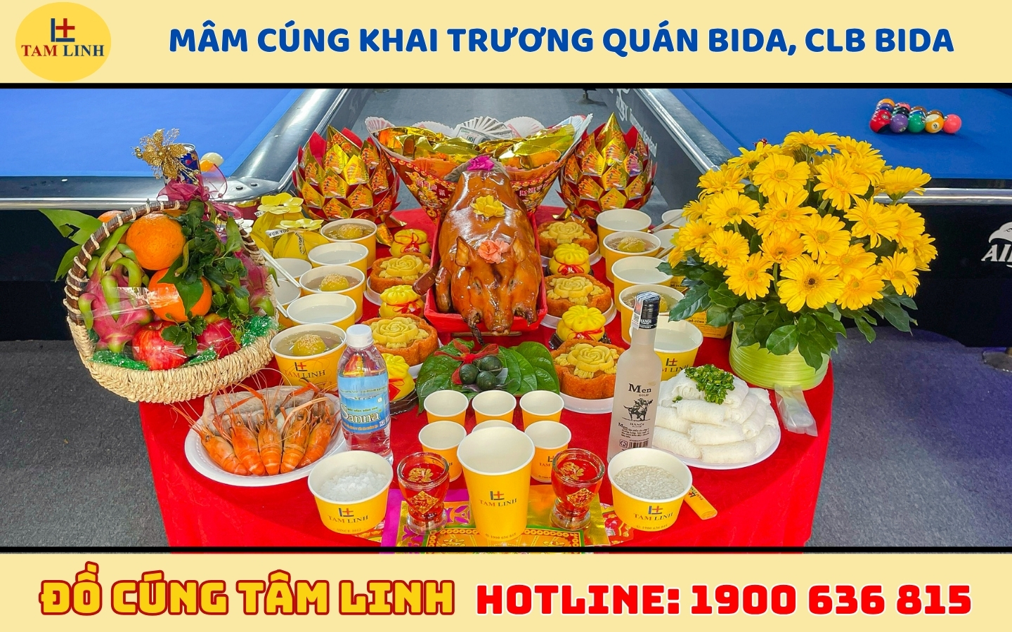 mâm cúng khai trương quán bida, clb bida