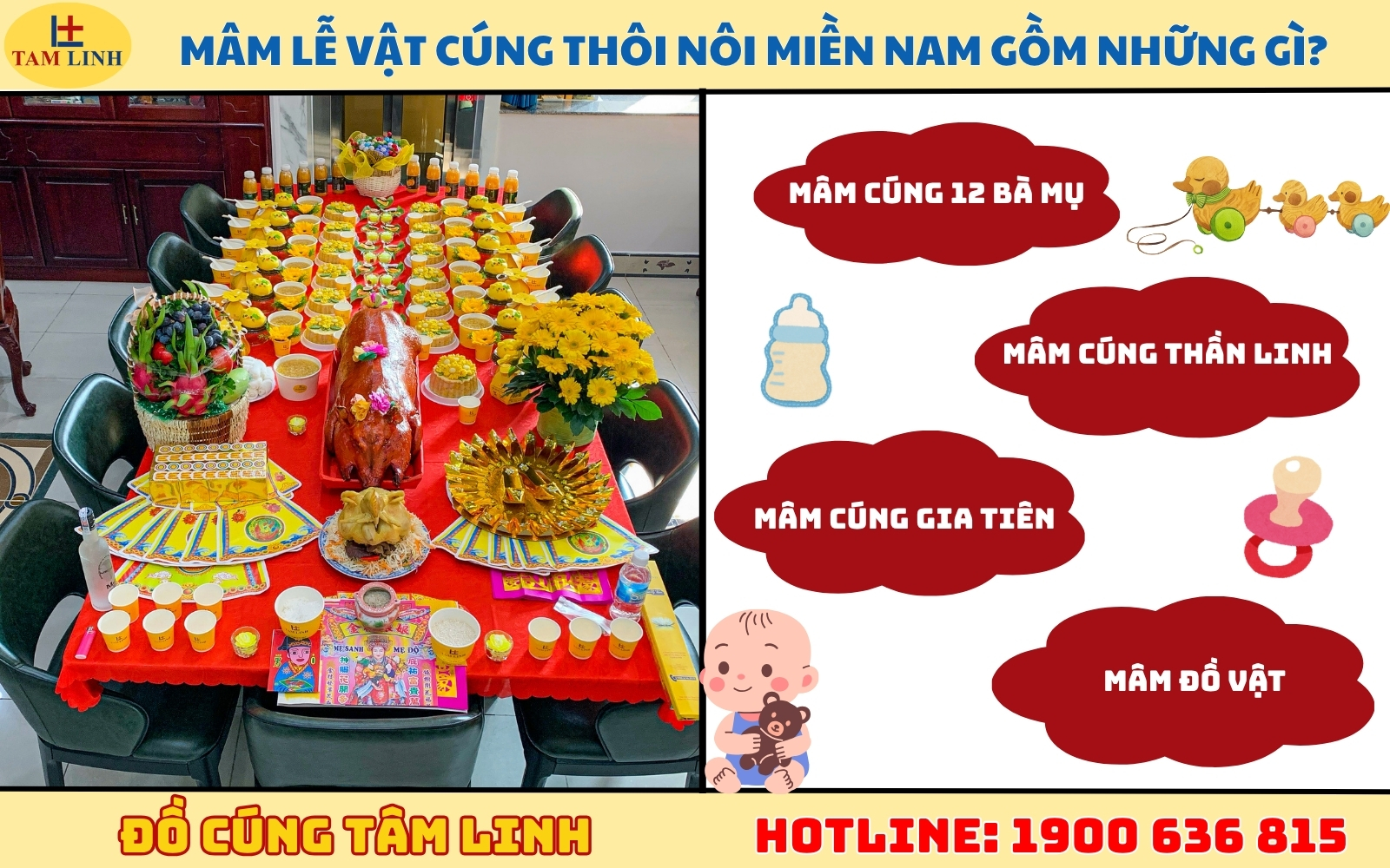 Mâm lễ vật cúng thôi nôi miền Nam gồm những gì