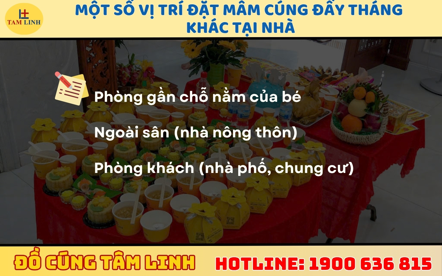 Một số vị trí đặt mâm cúng đầy tháng khác tại nhà