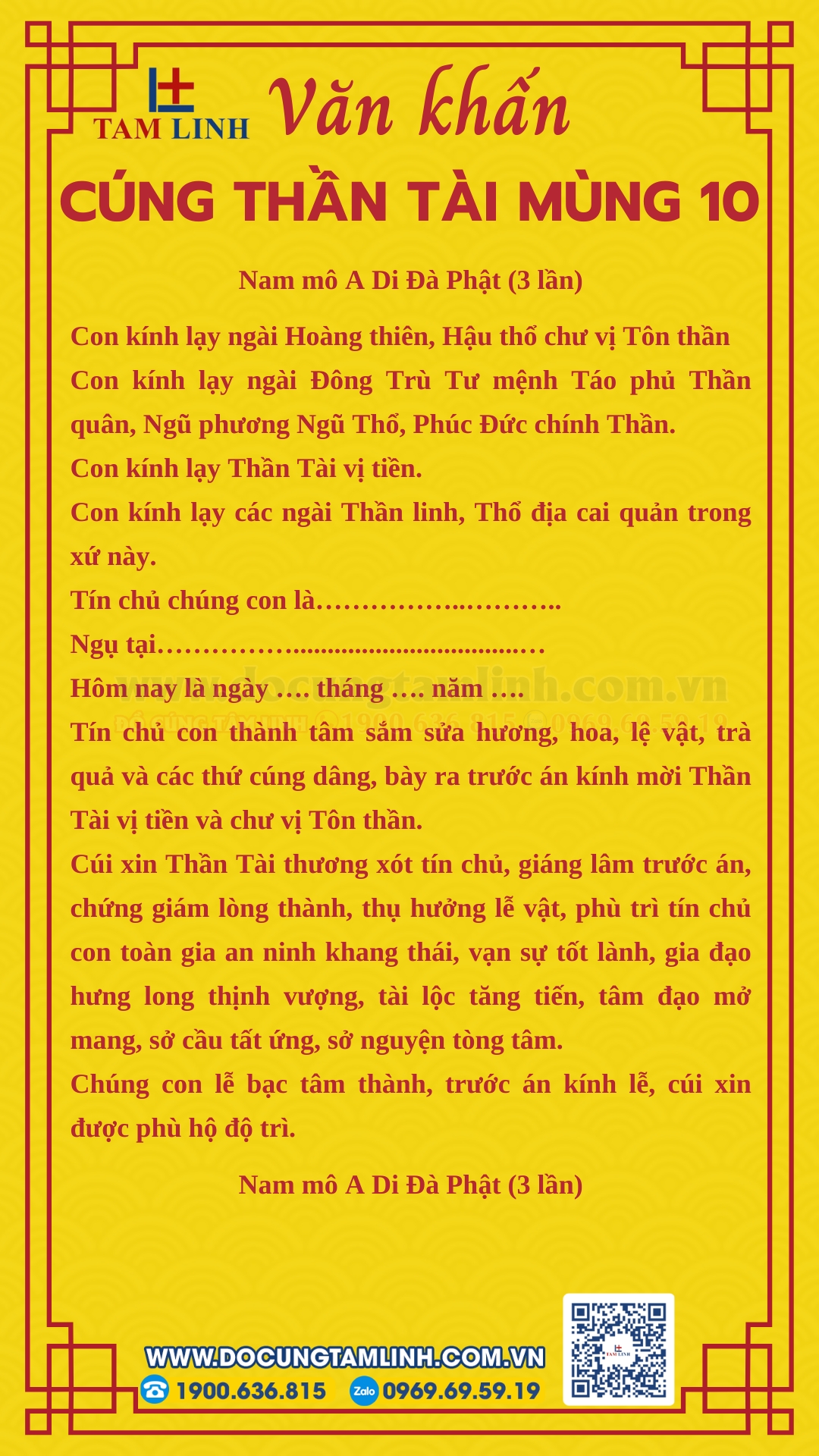 văn khấn cúng thần tài mùng 10