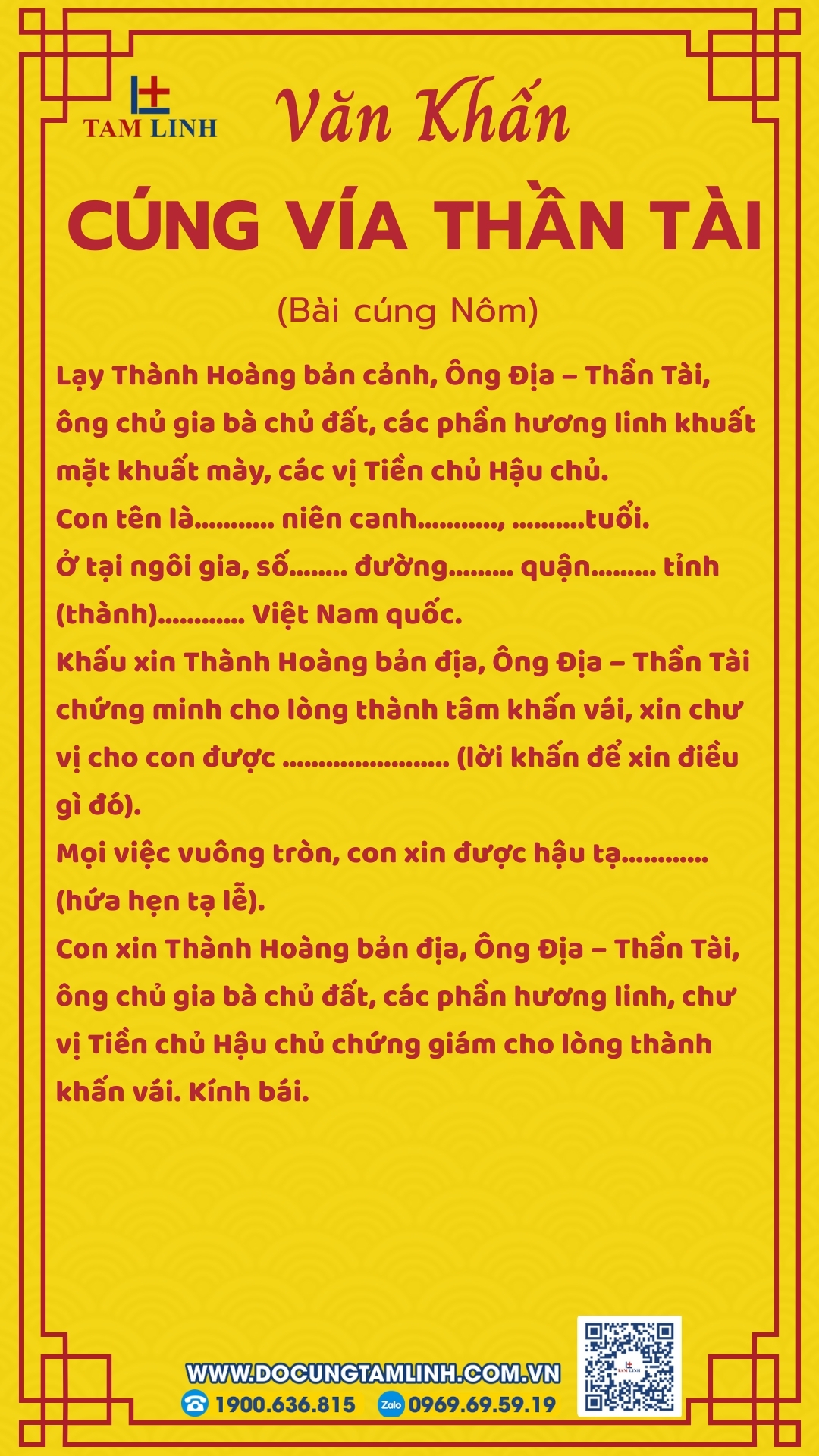 văn khấn cúng vía thần tài (nôm)