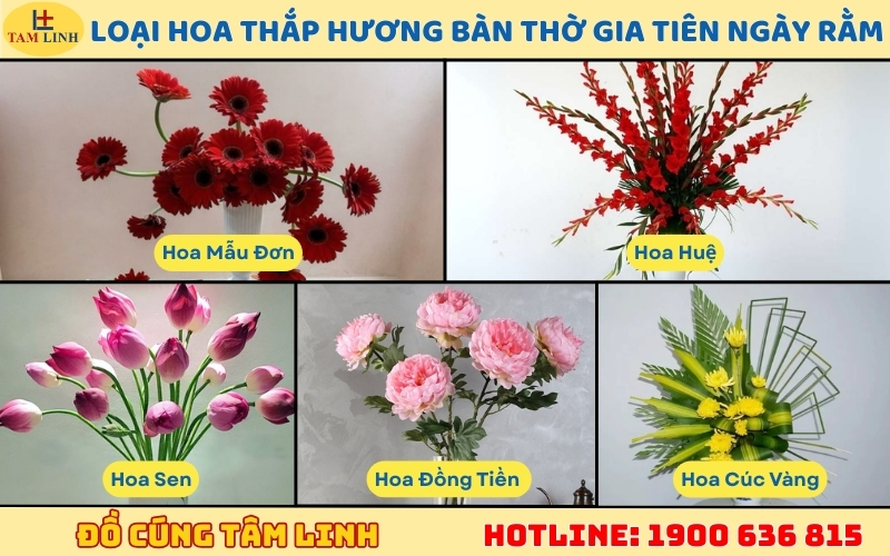 Các loại hoa thắp hương cho bàn thờ Gia Tiên ngày Rằm