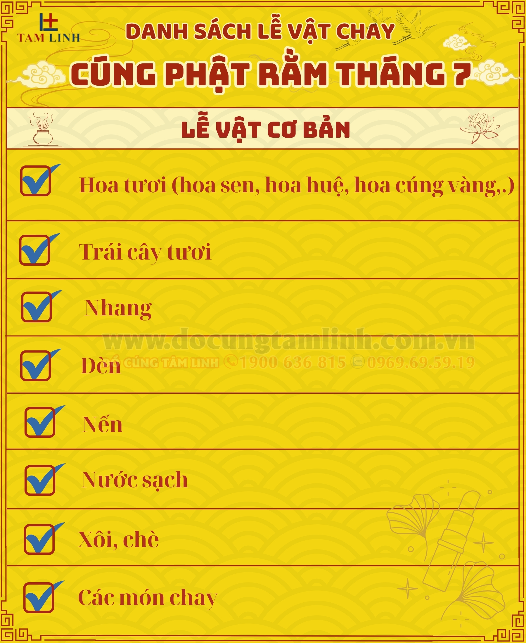 Chuẩn bị mâm lễ vật chay cúng Phật Rằm tháng 7