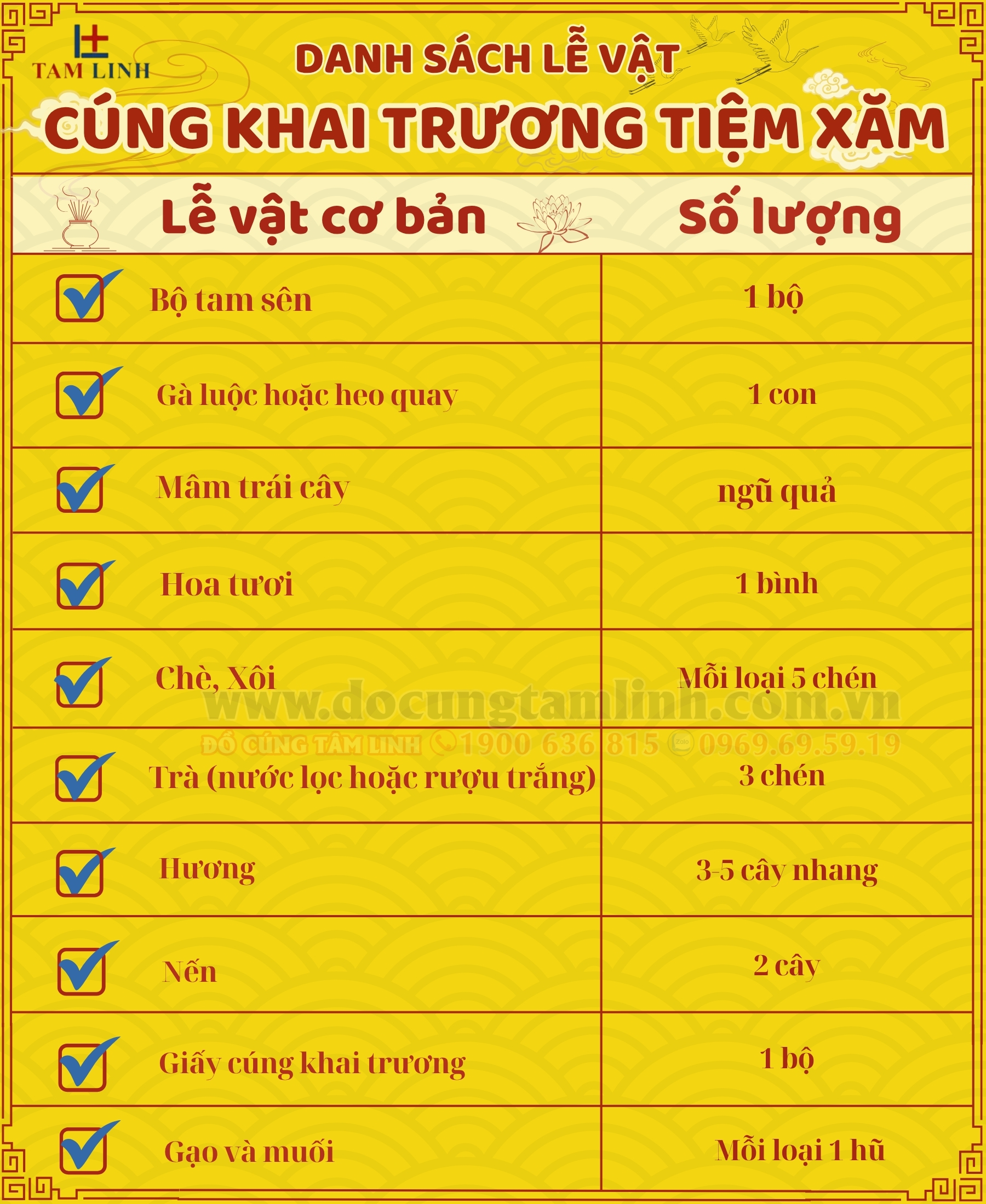Danh sách lễ vật cúng khai trương tiệm xăm