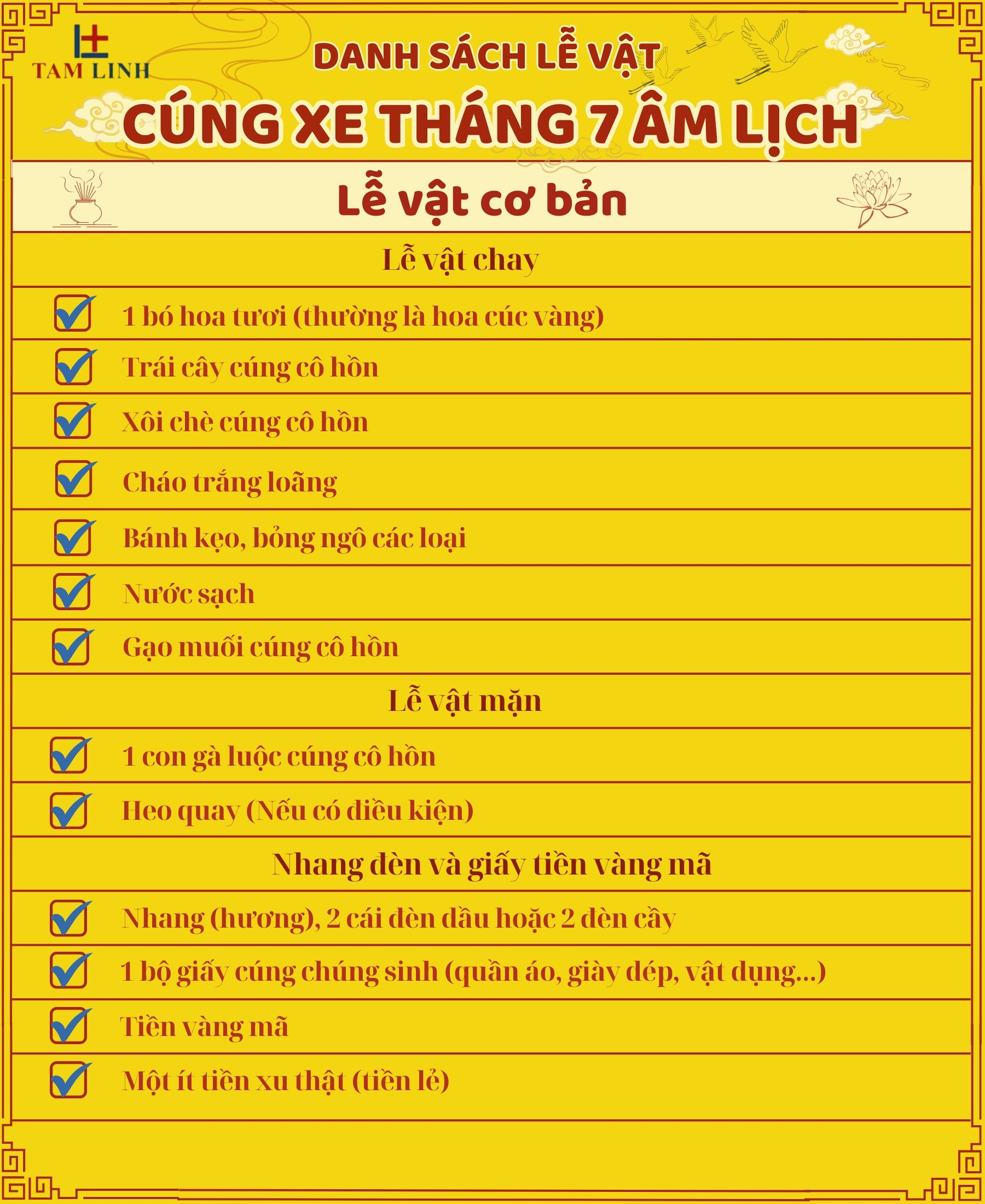 Chuẩn bị mâm cúng xe tháng 7 âm lịch đầy đủ