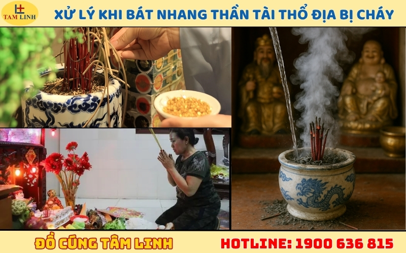 Hướng dẫn xử lý khi bát nhang Thần Tài Thổ Địa bị cháy