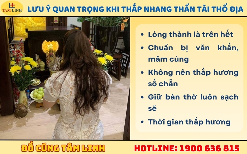 Một số lưu ý quan trọng khác khi thắp nhang Thần Tài Thổ Địa