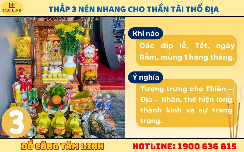 Thắp 3 nén nhang cho Thần Tài Thổ Địa