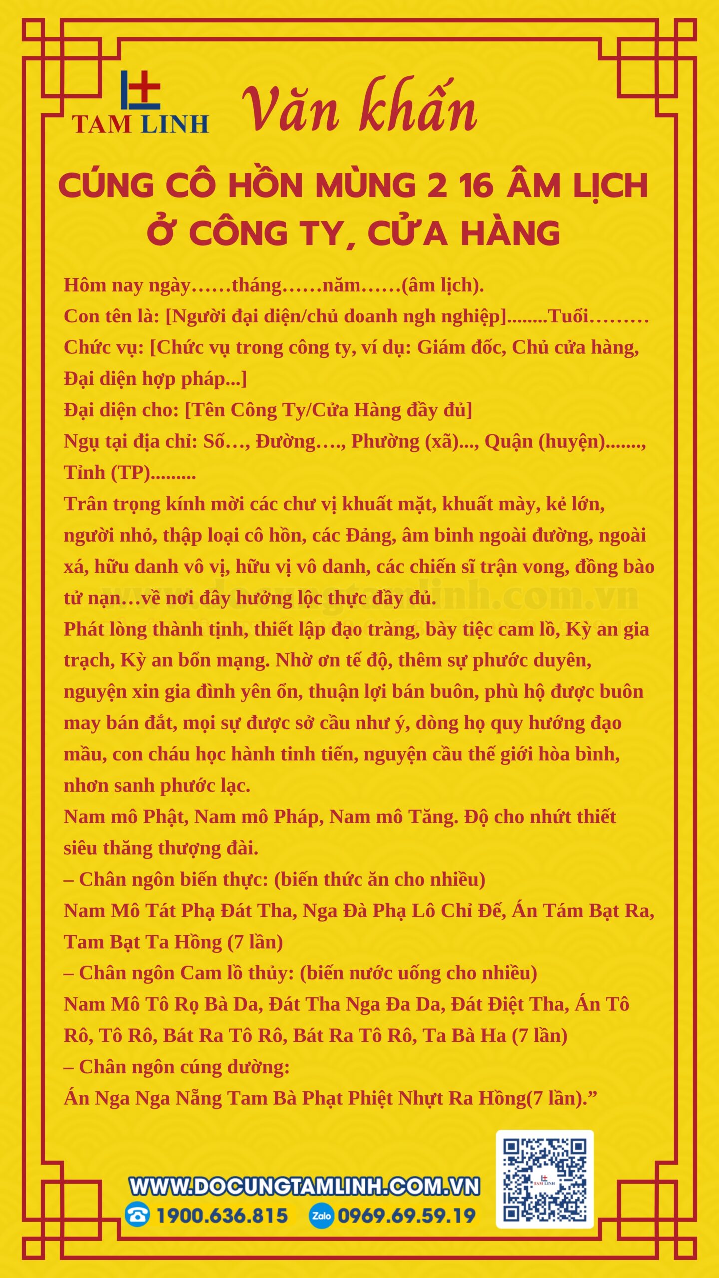 Bài cúng cô hồn ở công ty, cửa hàng chuẩn