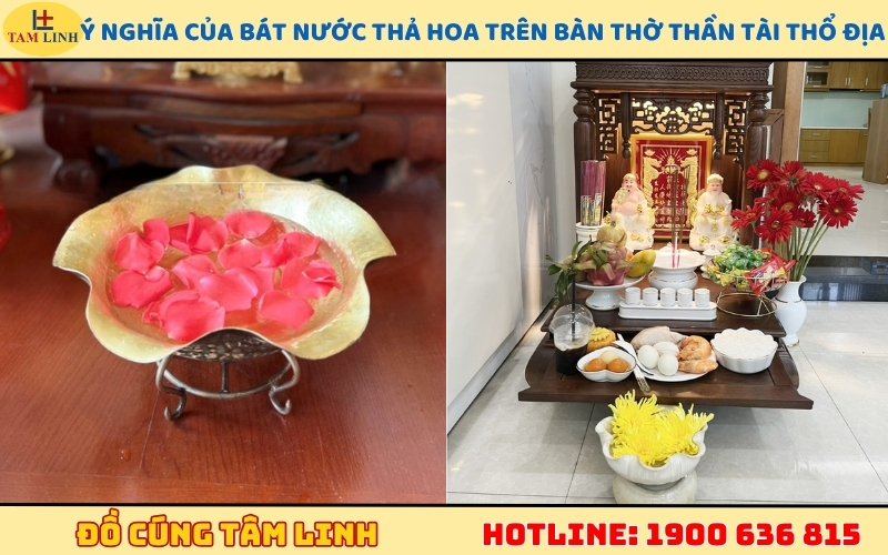 Ý nghĩa của Bát Nước Thả Hoa trên bàn thờ Thần Tài Thổ Địa